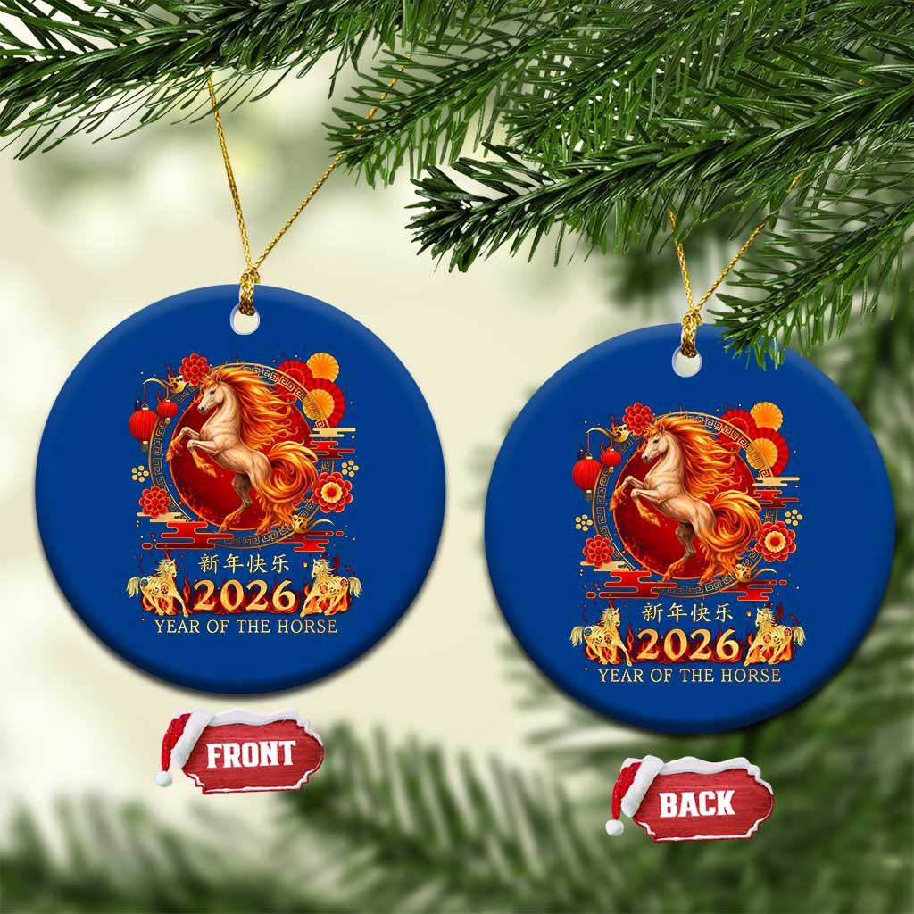Year of The Fire Horse Ceramic Ornament Funny Chinese Zodiac Lunar New Year 2026 TS11 1pc Blue Print Your Wear
