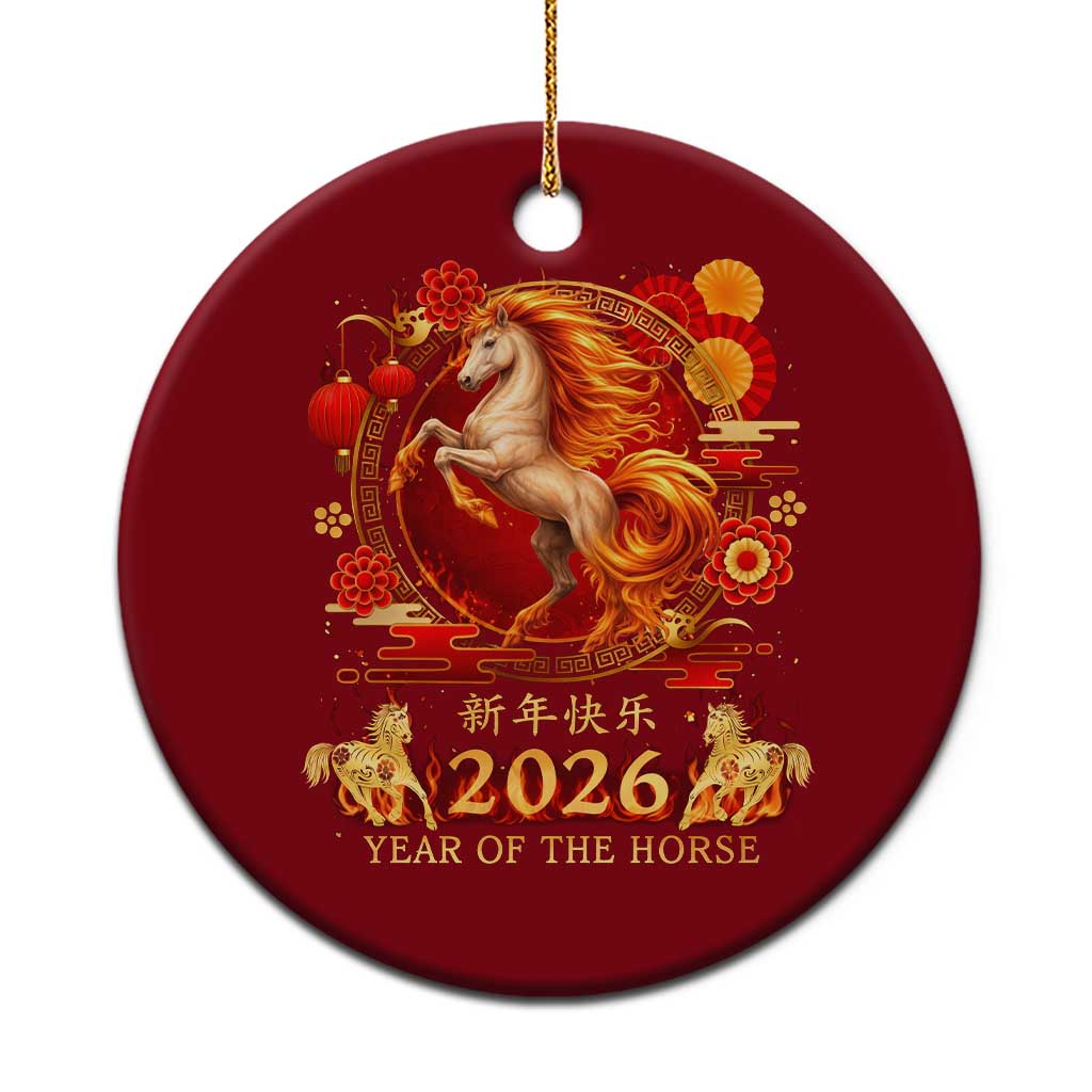 Year of The Fire Horse Ceramic Ornament Funny Chinese Zodiac Lunar New Year 2026 TS11 1pc Red Print Your Wear