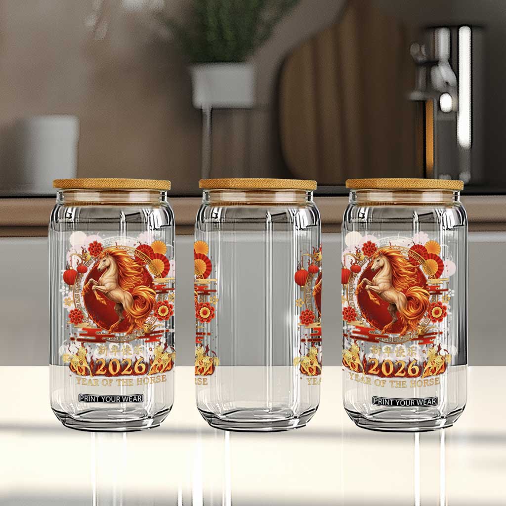 Year of The Fire Horse Glass Can Funny Chinese Zodiac Lunar New Year 2026 TS11 Print Your Wear