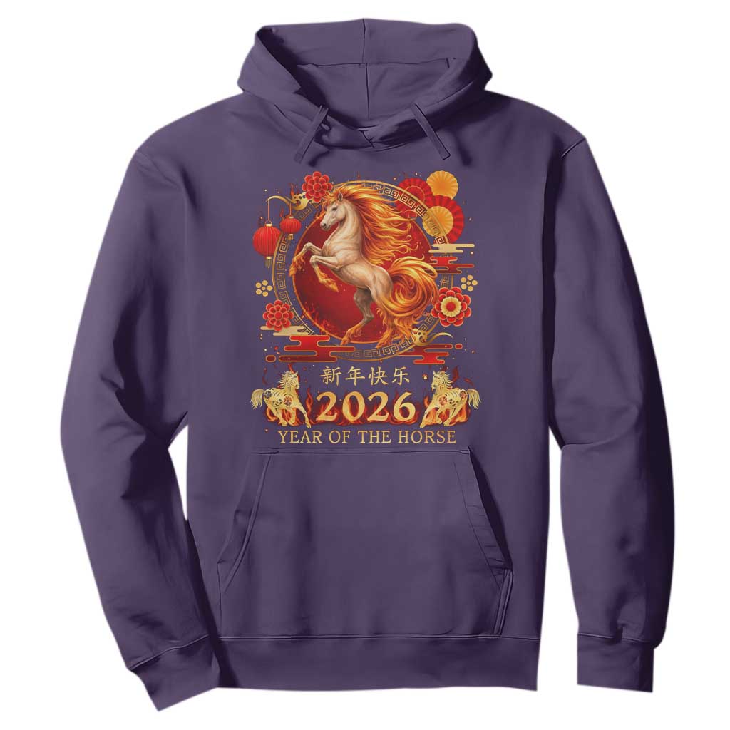 Year of The Fire Horse Hoodie Funny Chinese Zodiac Lunar New Year 2026 TS11 Purple Print Your Wear
