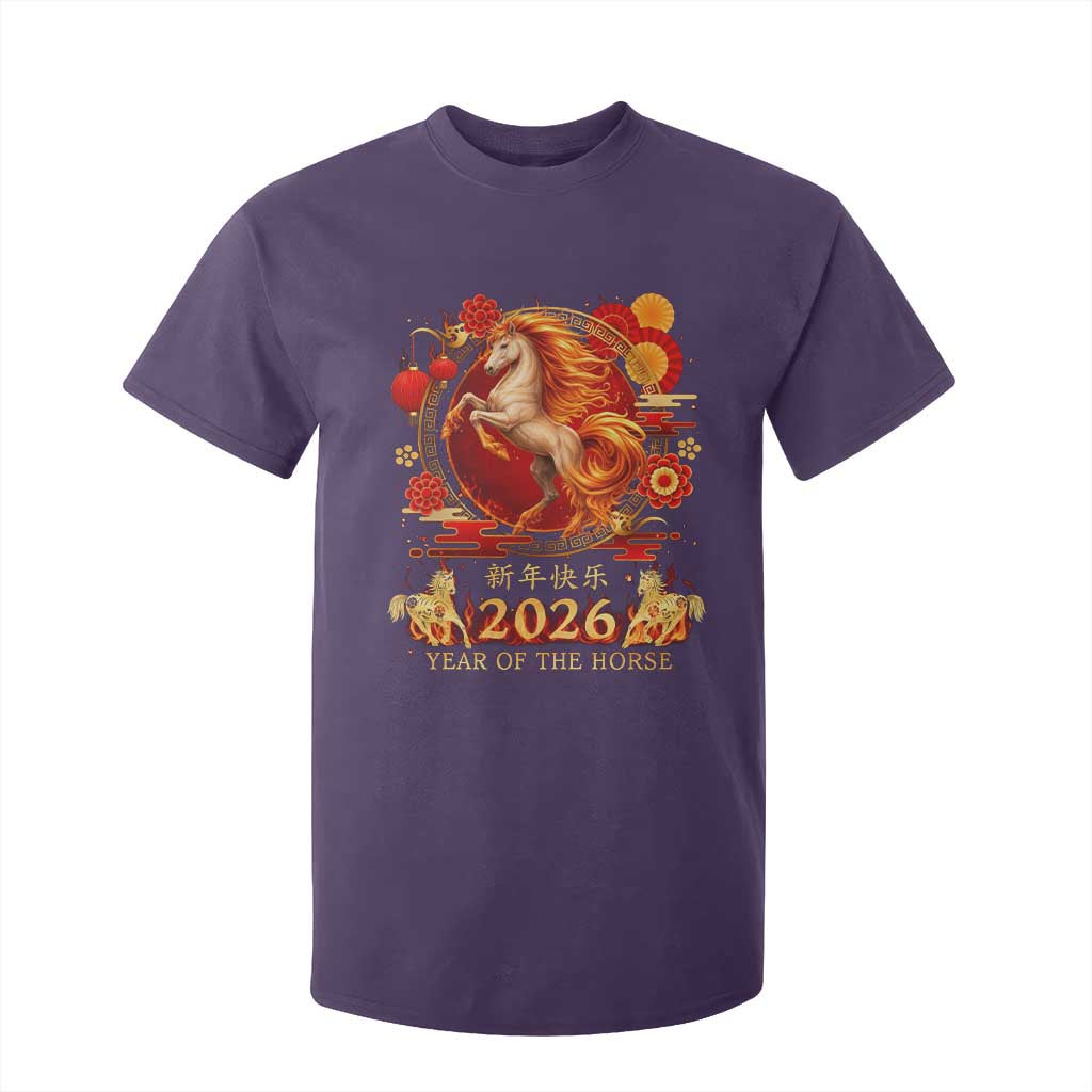 Year of The Fire Horse T Shirt For Kid Funny Chinese Zodiac Lunar New Year 2026 TS11 Purple Print Your Wear