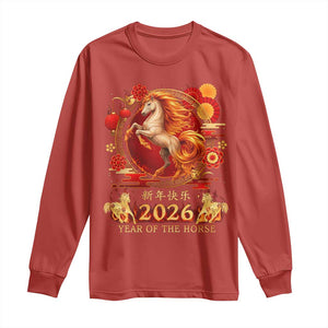 Year of The Fire Horse Long Sleeve Shirt Funny Chinese Zodiac Lunar New Year 2026 TS11 Red Print Your Wear
