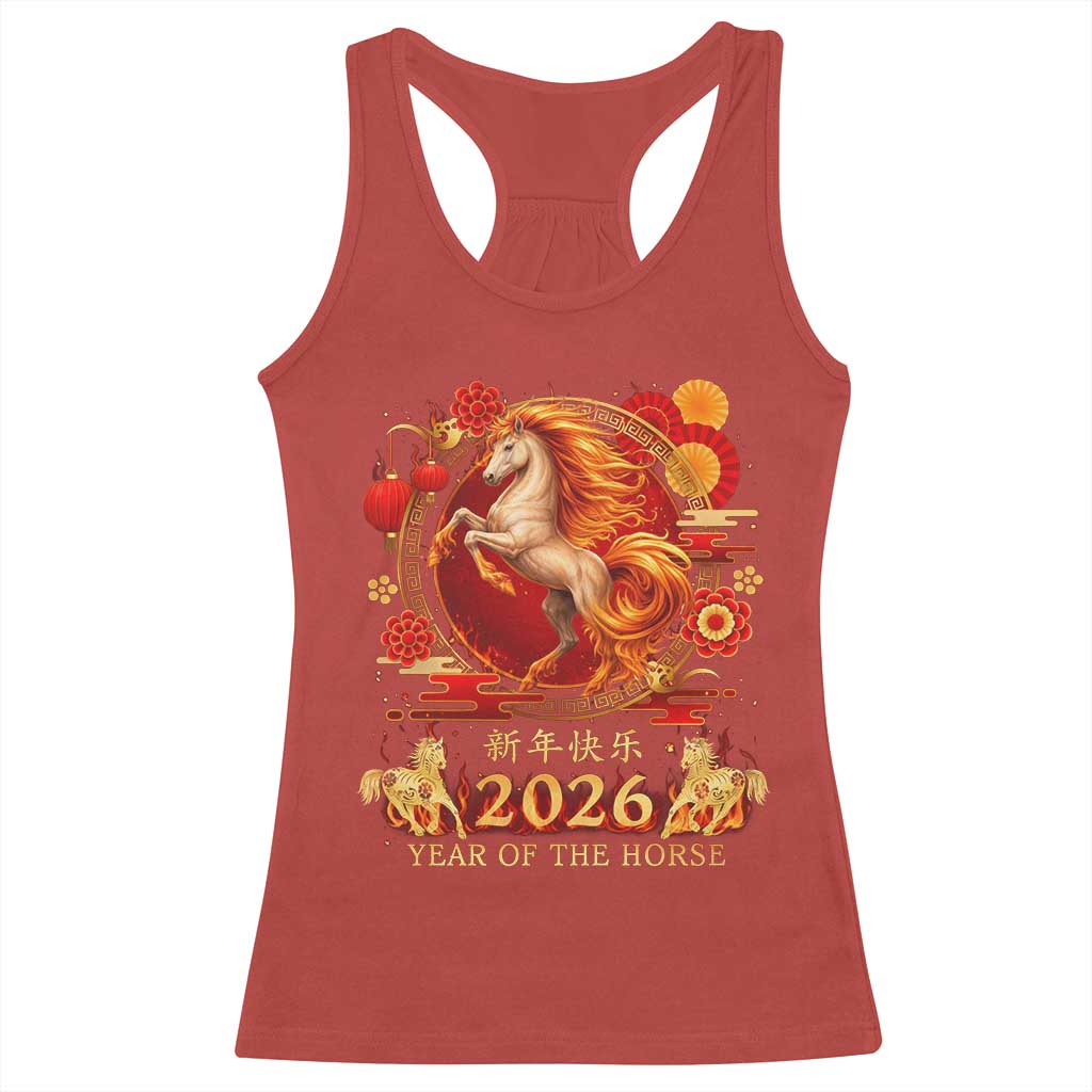 Year of The Fire Horse Racerback Tank Top Funny Chinese Zodiac Lunar New Year 2026 TS11 Red Print Your Wear