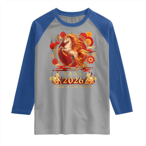 Year of The Fire Horse Raglan Shirt Funny Chinese Zodiac Lunar New Year 2026 TS11 Sport Gray Royal Print Your Wear