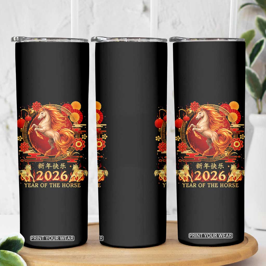Year of The Fire Horse Skinny Tumbler Funny Chinese Zodiac Lunar New Year 2026 TS11 Print Your Wear