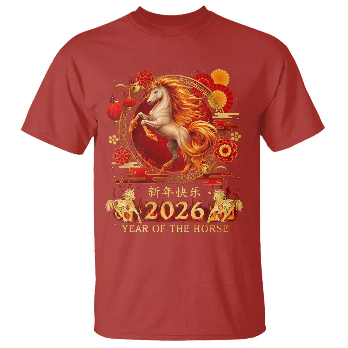 Year of The Fire Horse T Shirt Funny Chinese Zodiac Lunar New Year 2026 - Print Your Wear