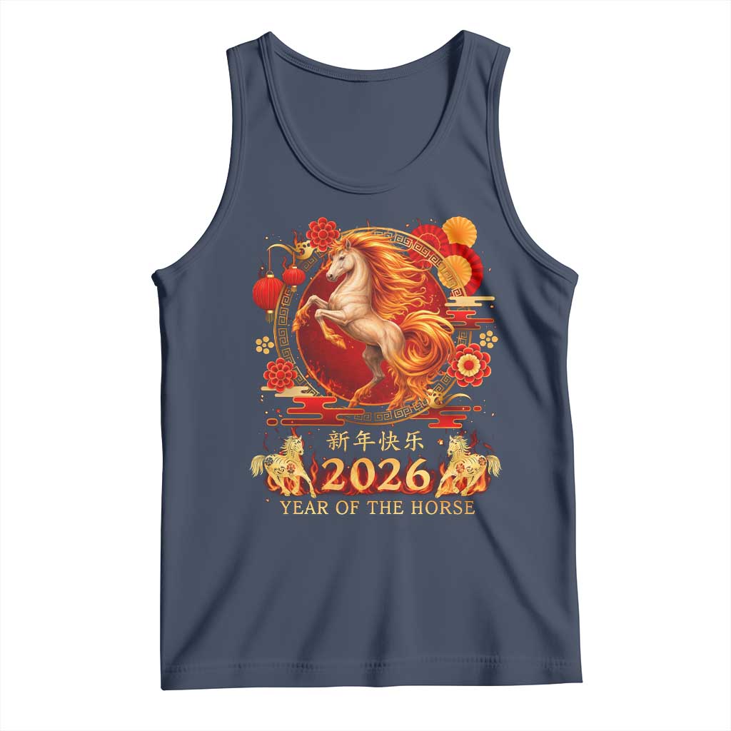 Year of The Fire Horse Tank Top Funny Chinese Zodiac Lunar New Year 2026 TS11 Navy Print Your Wear