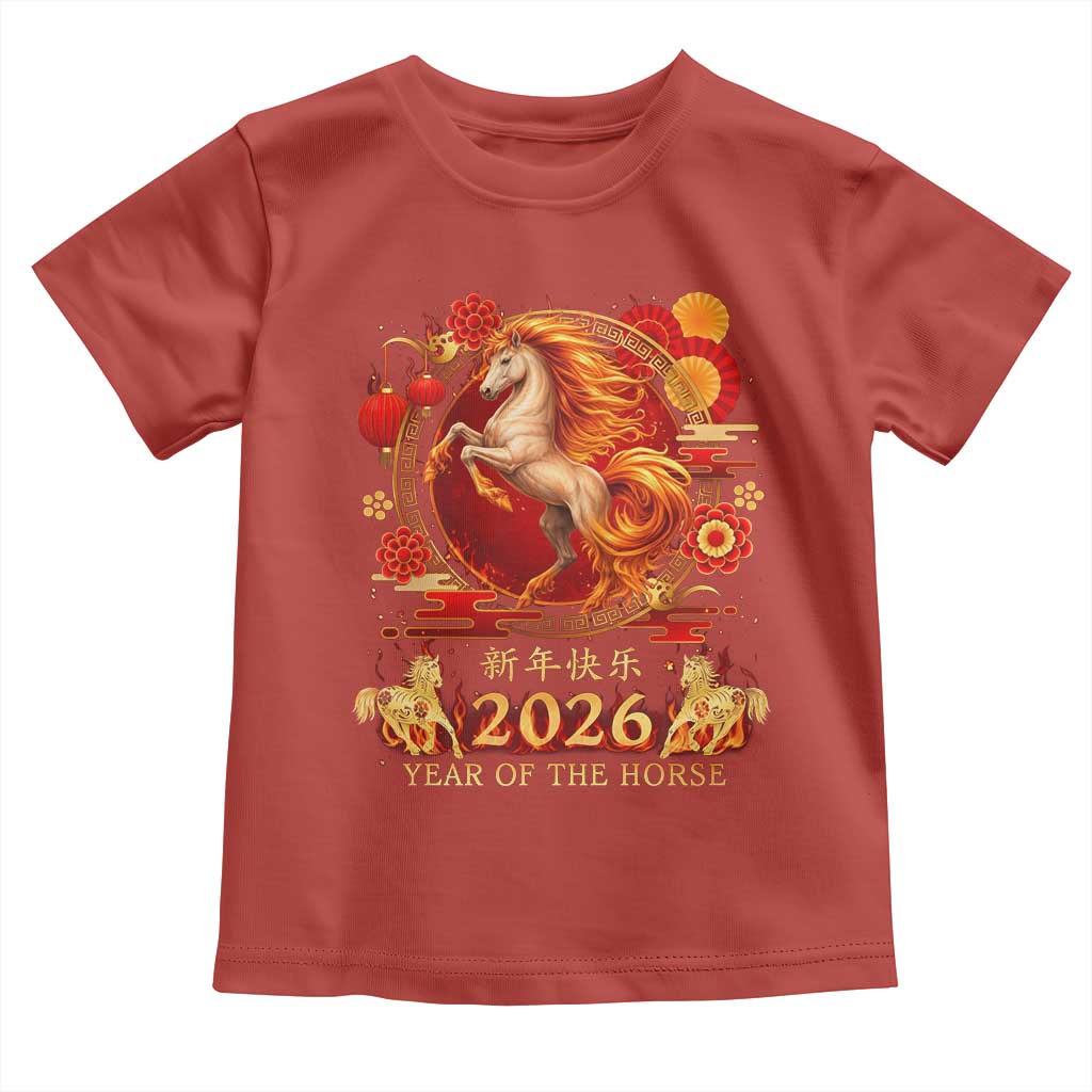 Year of The Fire Horse Toddler T Shirt Funny Chinese Zodiac Lunar New Year 2026 TS11 Red Print Your Wear