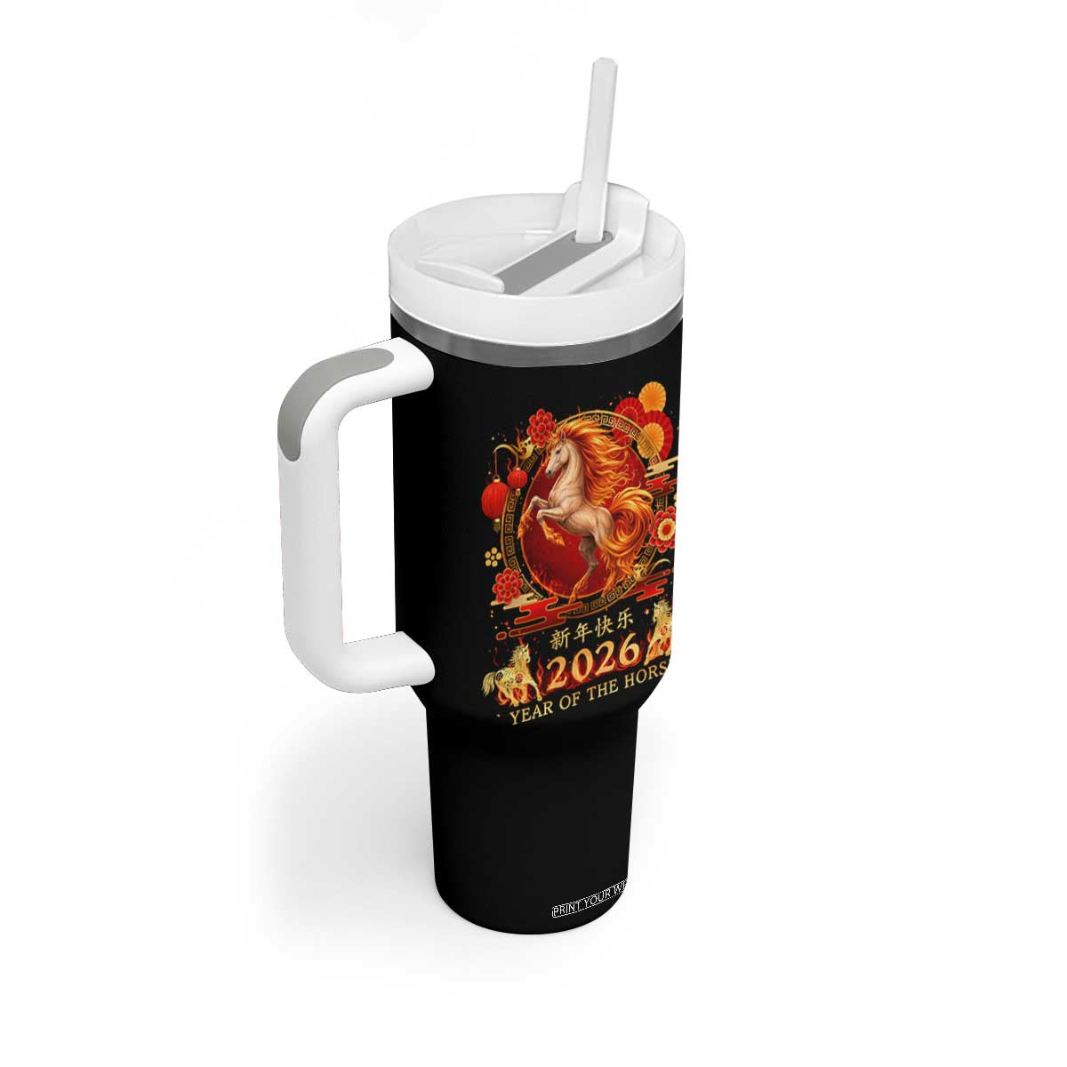 Year of The Fire Horse Tumbler With Handle Funny Chinese Zodiac Lunar New Year 2026 TS11 Print Your Wear