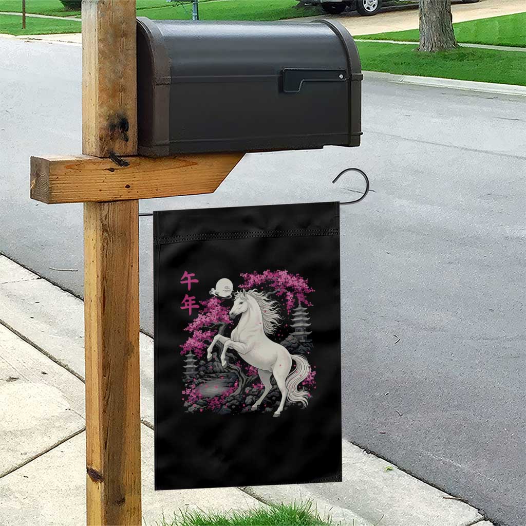 Japanese New Year 2026 Garden Flag Year Of The Horse Sakura Cherry Blossom Shrine TS11 Print Your Wear