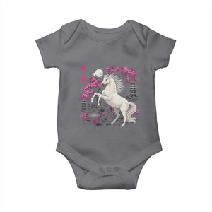 Japanese New Year 2026 Baby Onesie Year Of The Horse Sakura Cherry Blossom Shrine TS11 Charcoal Print Your Wear