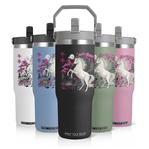 Japanese New Year 2026 Flip Straw Tumbler Year Of The Horse Sakura Cherry Blossom Shrine TS11 Print Your Wear