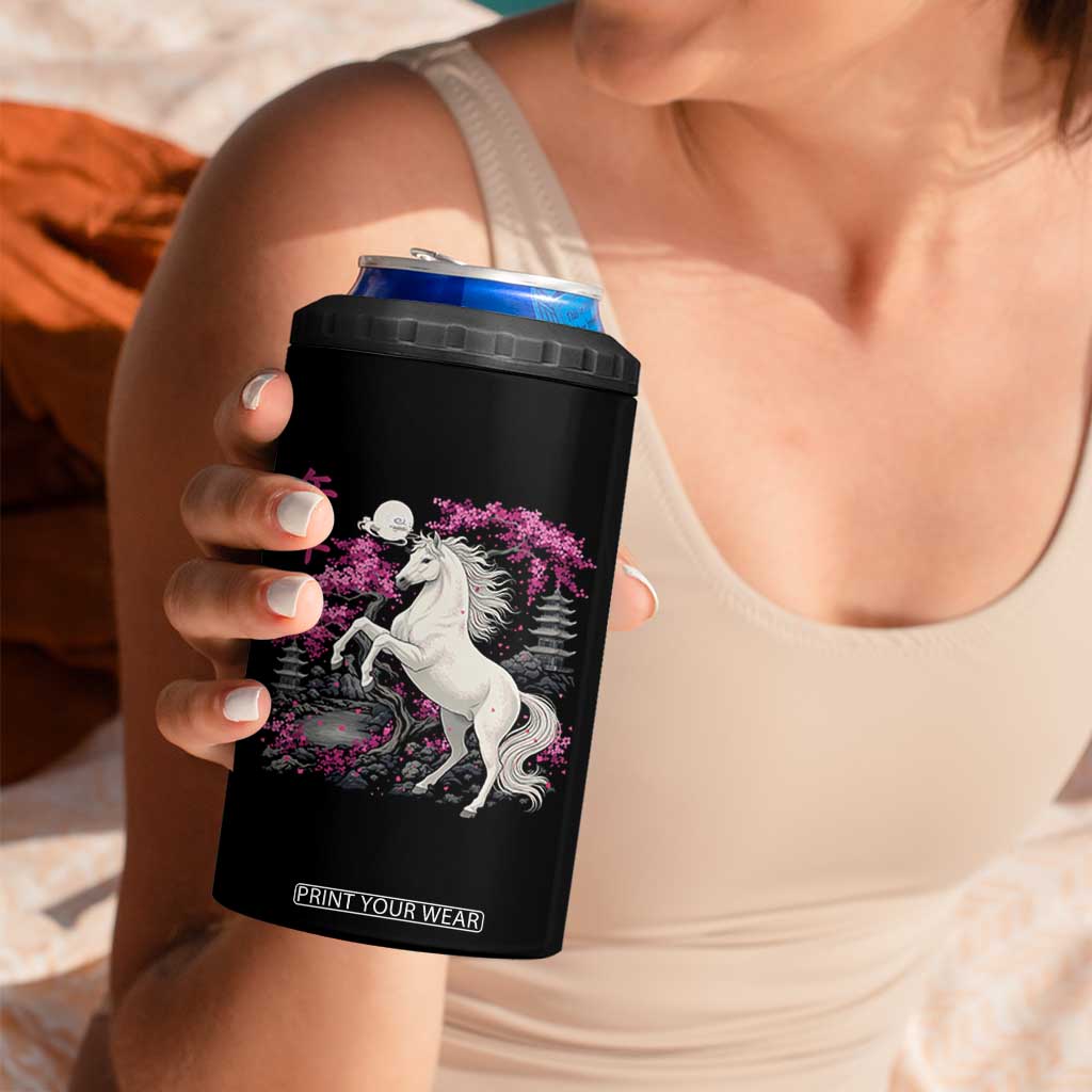 Japanese New Year 2026 4 in 1 Can Cooler Tumbler Year Of The Horse Sakura Cherry Blossom Shrine TS11 Print Your Wear
