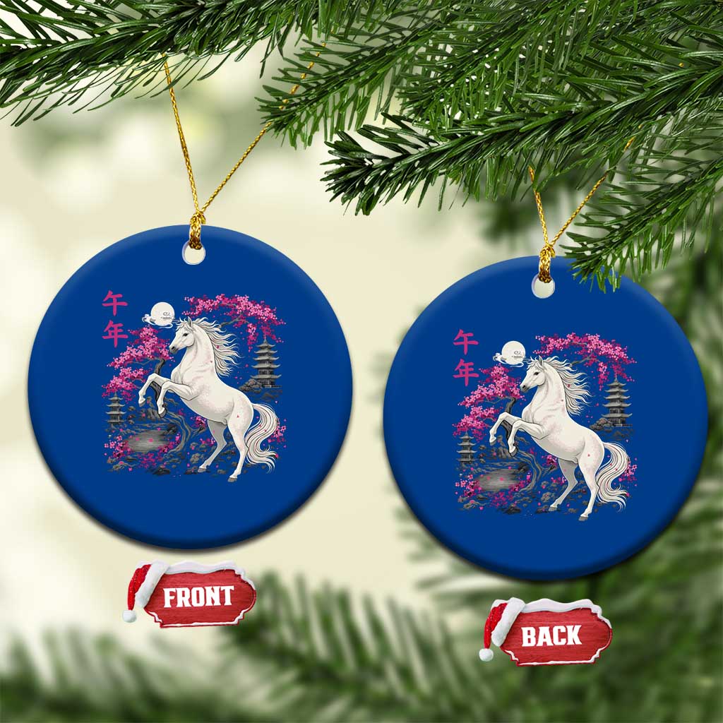 Japanese New Year 2026 Ceramic Ornament Year Of The Horse Sakura Cherry Blossom Shrine TS11 1pc Blue Print Your Wear