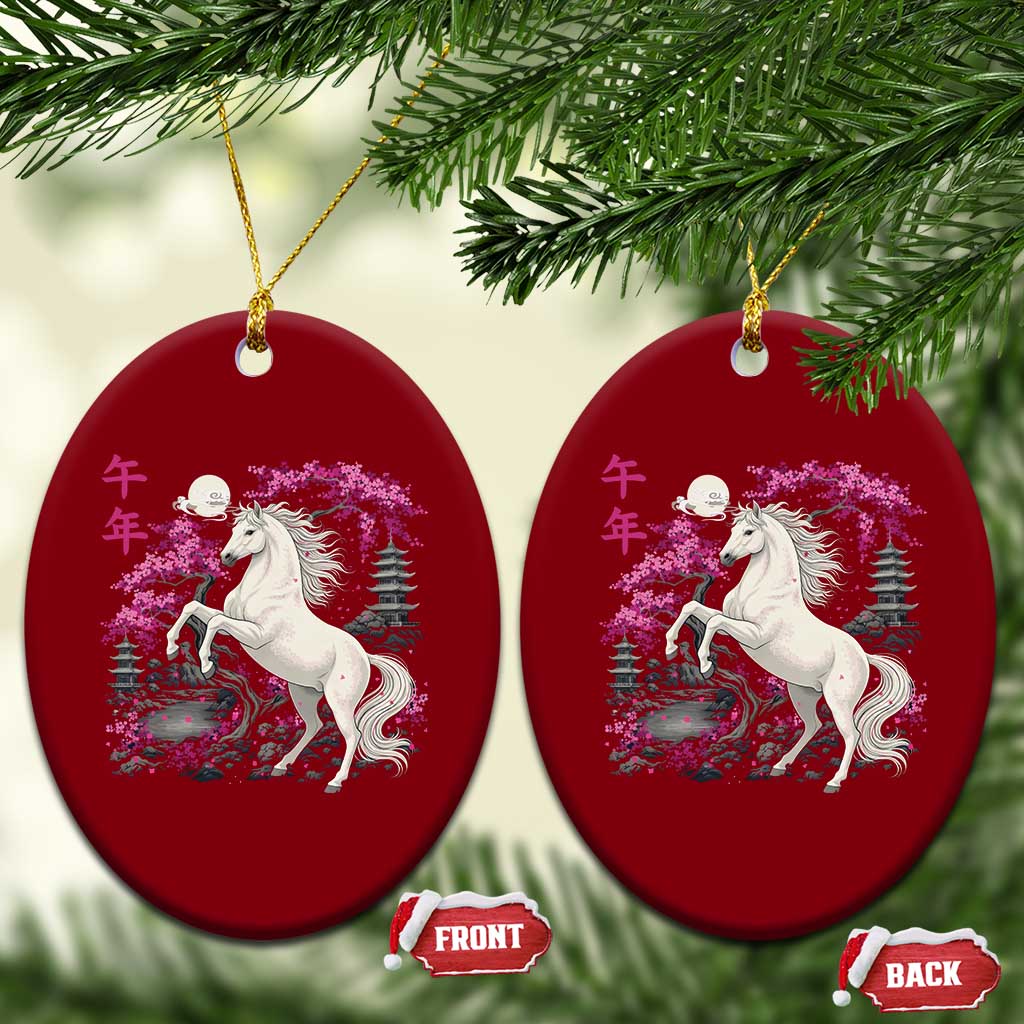 Japanese New Year 2026 Ceramic Ornament Year Of The Horse Sakura Cherry Blossom Shrine TS11 Print Your Wear
