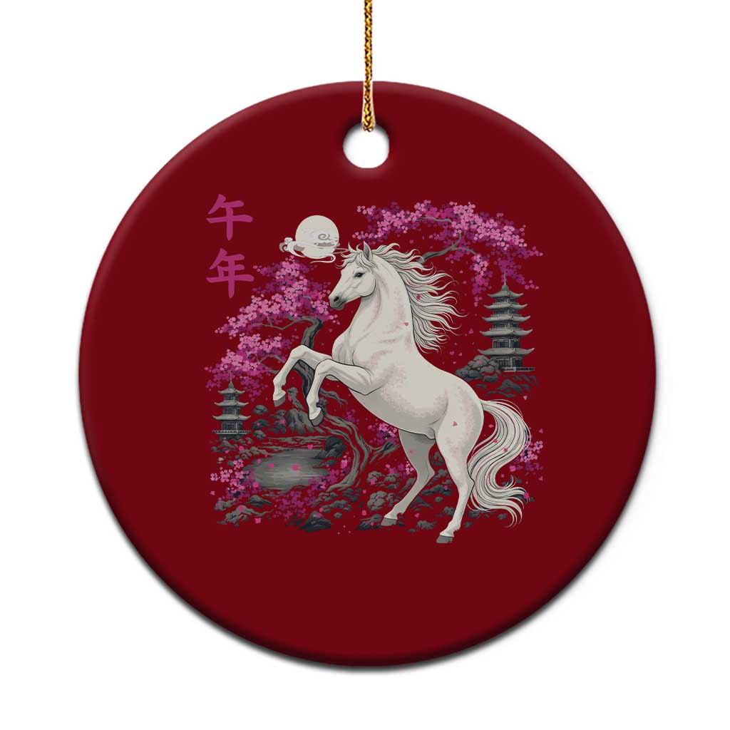 Japanese New Year 2026 Ceramic Ornament Year Of The Horse Sakura Cherry Blossom Shrine TS11 1pc Red Print Your Wear