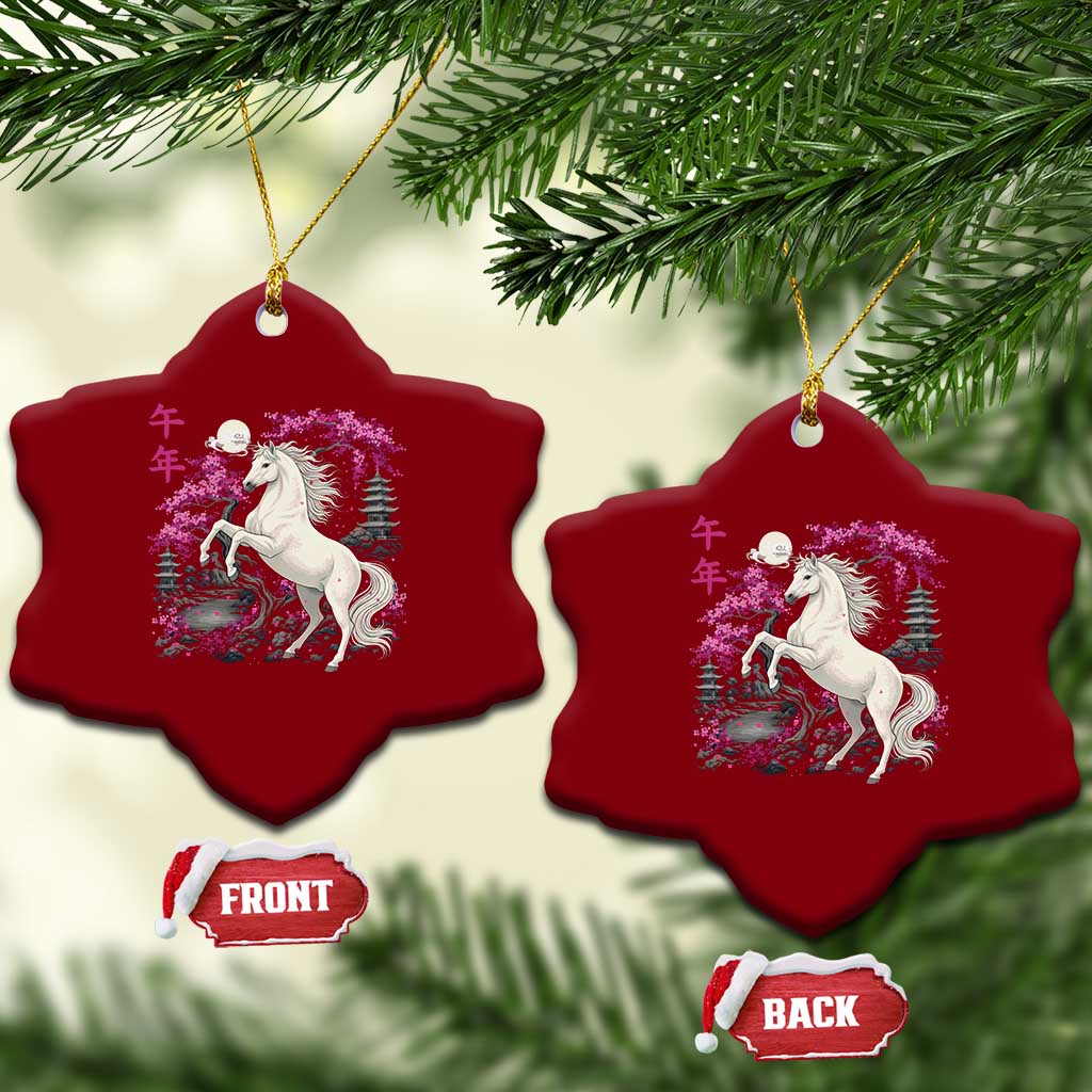 Japanese New Year 2026 Ceramic Ornament Year Of The Horse Sakura Cherry Blossom Shrine TS11 Print Your Wear