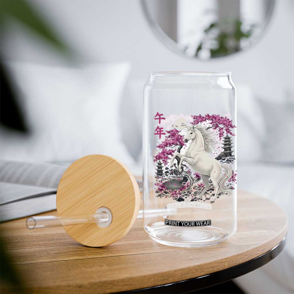 Japanese New Year 2026 Glass Can Year Of The Horse Sakura Cherry Blossom Shrine TS11 Print Your Wear
