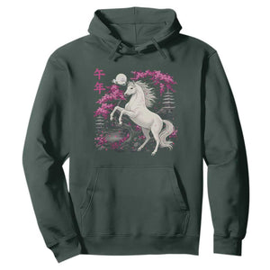 Japanese New Year 2026 Hoodie Year Of The Horse Sakura Cherry Blossom Shrine TS11 Dark Forest Green Print Your Wear