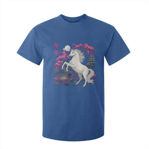 Japanese New Year 2026 T Shirt For Kid Year Of The Horse Sakura Cherry Blossom Shrine TS11 Royal Blue Print Your Wear