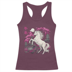 Japanese New Year 2026 Racerback Tank Top Year Of The Horse Sakura Cherry Blossom Shrine TS11 Maroon Print Your Wear