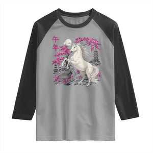 Japanese New Year 2026 Raglan Shirt Year Of The Horse Sakura Cherry Blossom Shrine TS11 Sport Gray Black Print Your Wear