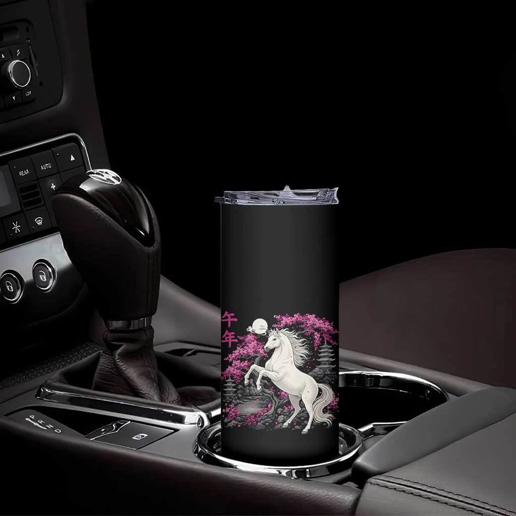 Japanese New Year 2026 Skinny Tumbler Year Of The Horse Sakura Cherry Blossom Shrine TS11 Print Your Wear