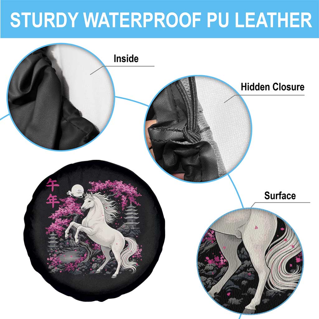 Japanese New Year 2026 Spare Tire Cover Year Of The Horse Sakura Cherry Blossom Shrine TS11 Print Your Wear