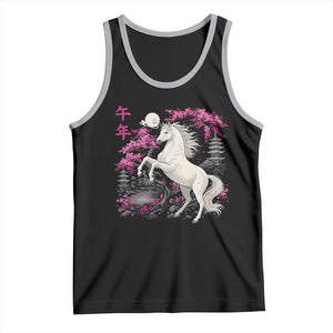 Japanese New Year 2026 Tank Top Year Of The Horse Sakura Cherry Blossom Shrine TS11 Black Athletic Heather Print Your Wear
