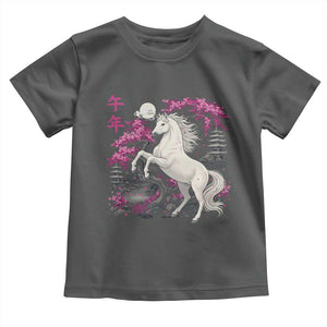 Japanese New Year 2026 Toddler T Shirt Year Of The Horse Sakura Cherry Blossom Shrine TS11 Dark Heather Print Your Wear