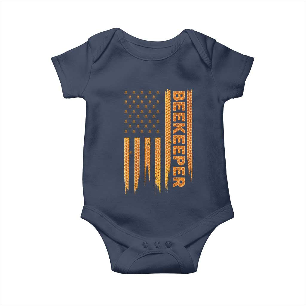 Beekeeping American Flag Honeycomb Honey Bees Beekeeper Baby Onesie TS11 Navy Print Your Wear