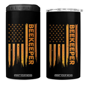 Beekeeping American Flag Honeycomb Honey Bees Beekeeper 4 in 1 Can Cooler Tumbler TS11 One Size: 16 oz Black Print Your Wear