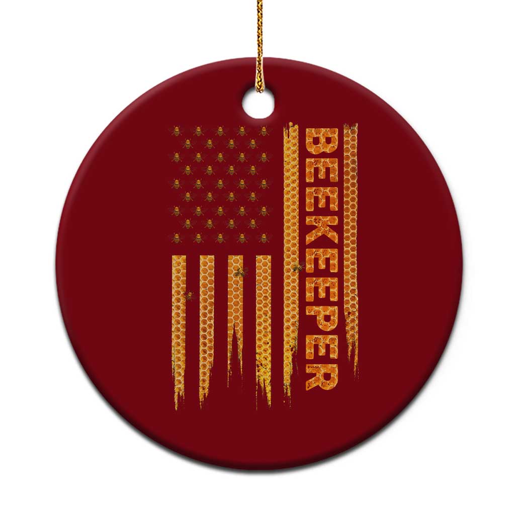 Beekeeping American Flag Honeycomb Honey Bees Beekeeper Ceramic Ornament TS11 1pc Red Print Your Wear