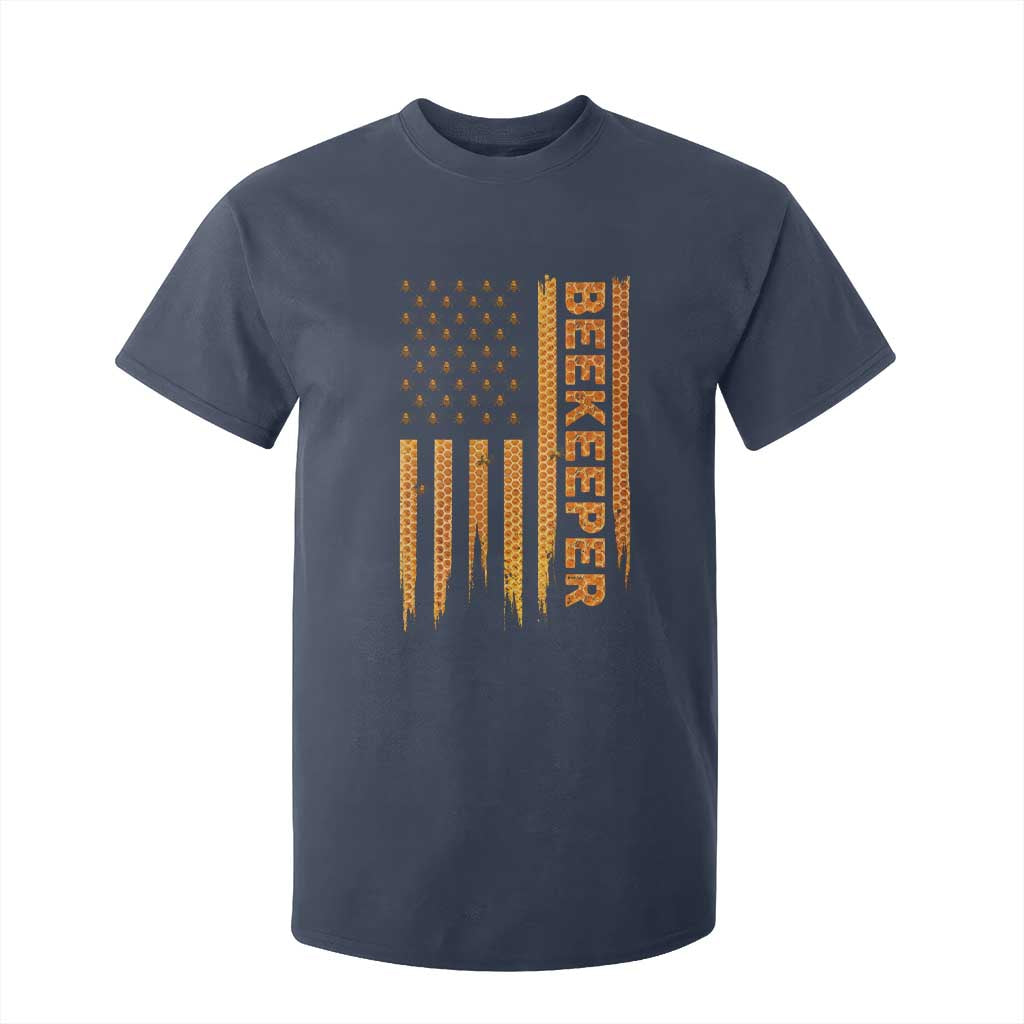 Beekeeping American Flag Honeycomb Honey Bees Beekeeper T Shirt For Kid TS11 Navy Print Your Wear