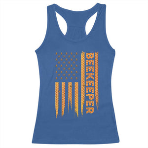 Beekeeping American Flag Honeycomb Honey Bees Beekeeper Racerback Tank Top TS11 Royal Blue Print Your Wear