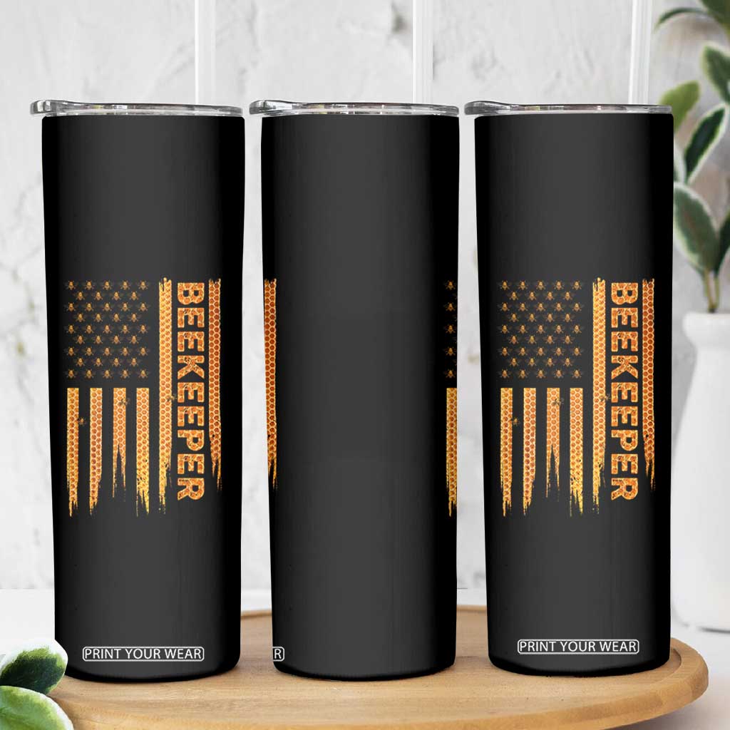 Beekeeping American Flag Honeycomb Honey Bees Beekeeper Skinny Tumbler TS11 Print Your Wear
