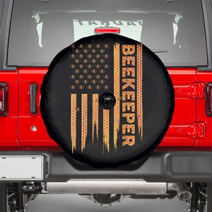 Beekeeping American Flag Honeycomb Honey Bees Beekeeper Spare Tire Cover TS11 Black Print Your Wear