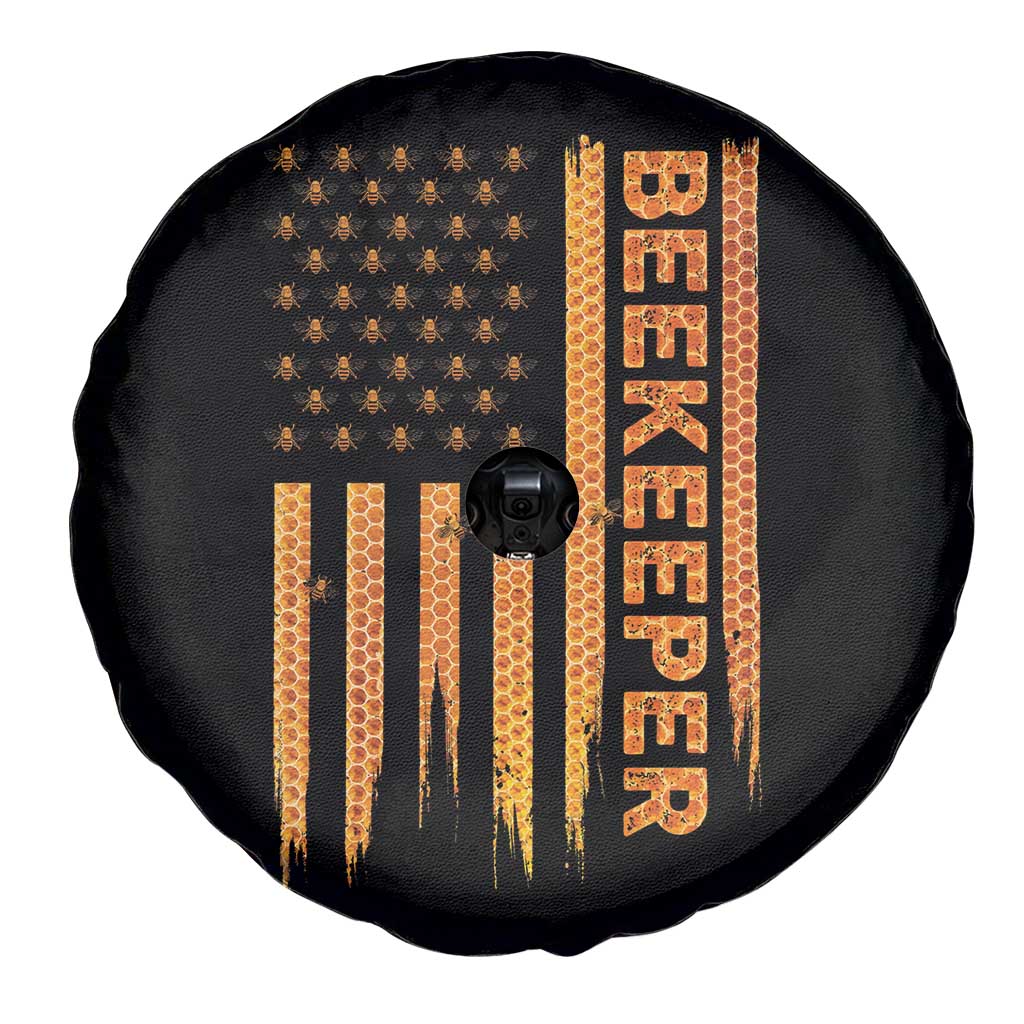 Beekeeping American Flag Honeycomb Honey Bees Beekeeper Spare Tire Cover TS11 Print Your Wear