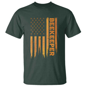Beekeeping American Flag Honeycomb Honey Bees Beekeeper T Shirt TS11 Dark Forest Green Print Your Wear
