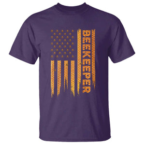 Beekeeping American Flag Honeycomb Honey Bees Beekeeper T Shirt TS11 Purple Print Your Wear