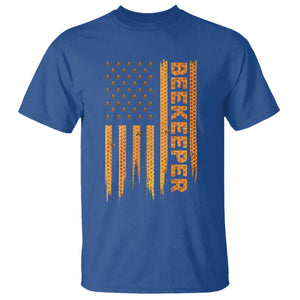 Beekeeping American Flag Honeycomb Honey Bees Beekeeper T Shirt TS11 Royal Blue Print Your Wear