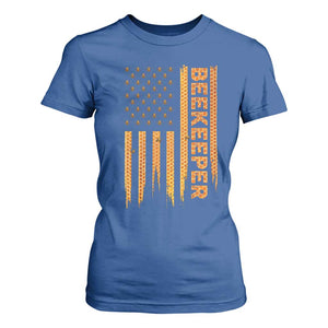 Beekeeping American Flag Honeycomb Honey Bees Beekeeper T Shirt For Women TS11 Royal Blue Print Your Wear