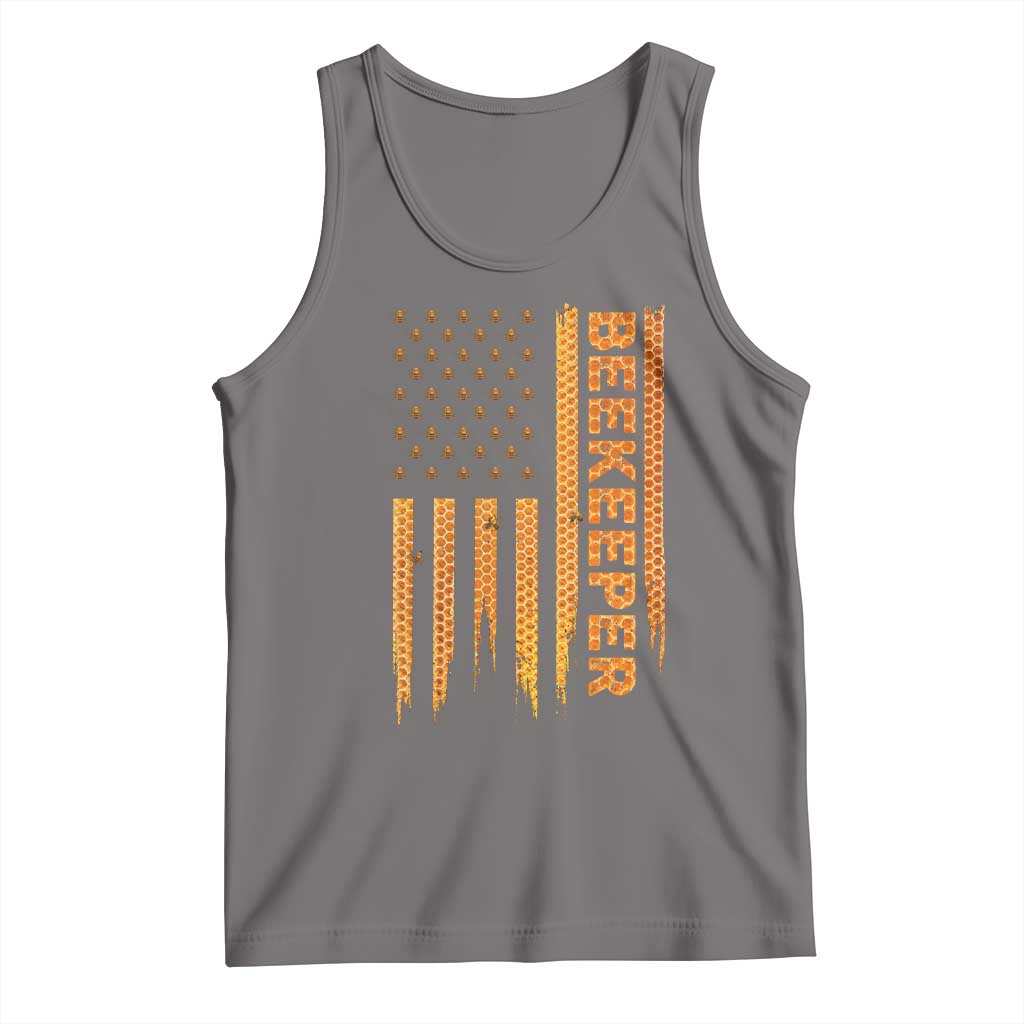 Beekeeping American Flag Honeycomb Honey Bees Beekeeper Tank Top TS11 Deep Heather Print Your Wear