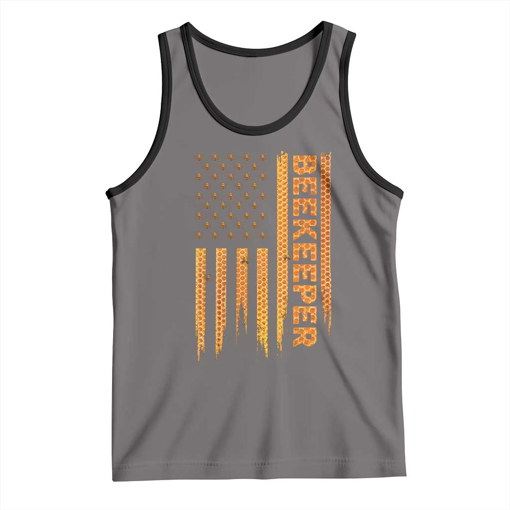 Beekeeping American Flag Honeycomb Honey Bees Beekeeper Tank Top TS11 Deep Heather Black Print Your Wear