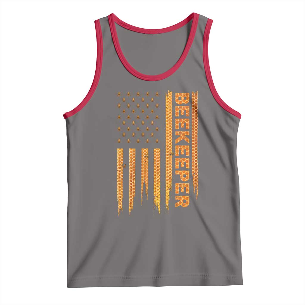 Beekeeping American Flag Honeycomb Honey Bees Beekeeper Tank Top TS11 Deep Heather Red Print Your Wear