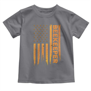 Beekeeping American Flag Honeycomb Honey Bees Beekeeper Toddler T Shirt TS11 Charcoal Print Your Wear