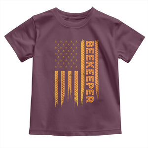 Beekeeping American Flag Honeycomb Honey Bees Beekeeper Toddler T Shirt TS11 Maroon Print Your Wear