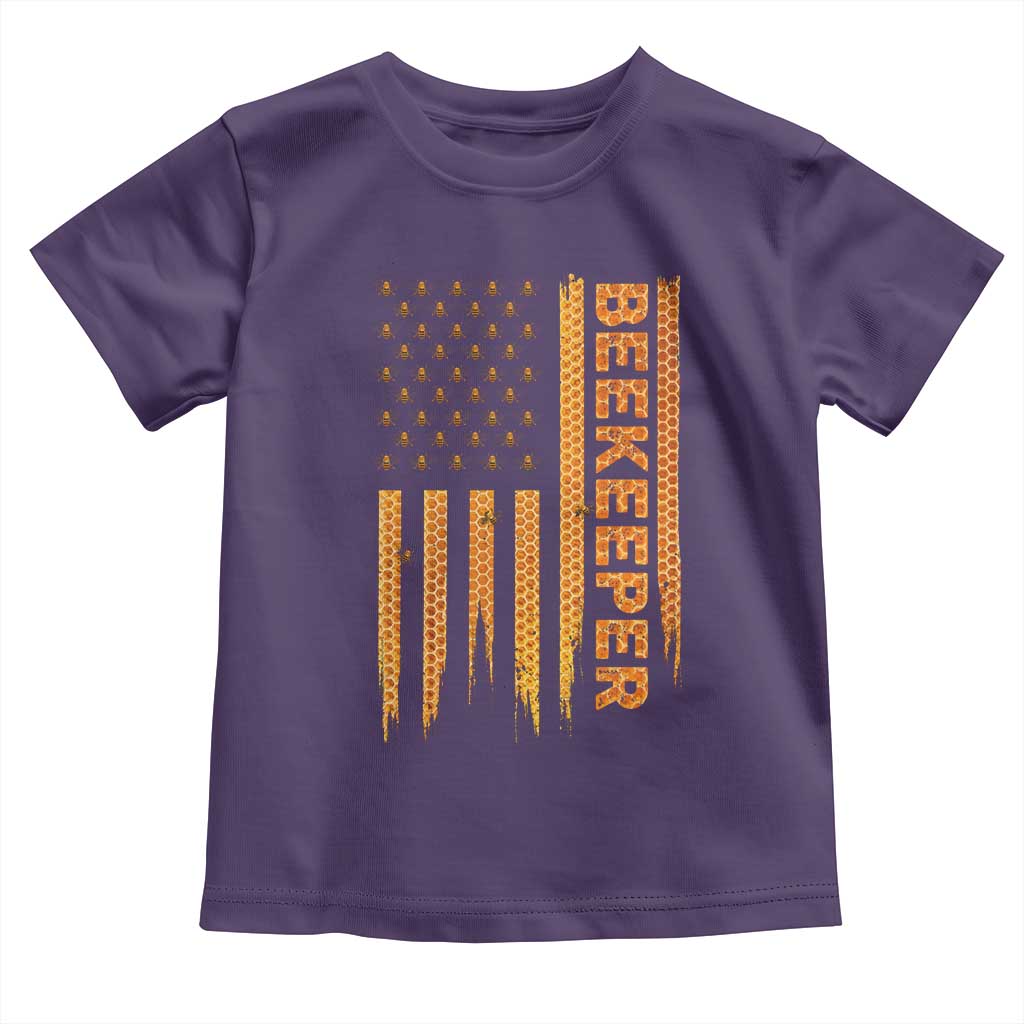 Beekeeping American Flag Honeycomb Honey Bees Beekeeper Toddler T Shirt TS11 Purple Print Your Wear
