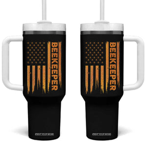 Beekeeping American Flag Honeycomb Honey Bees Beekeeper Tumbler With Handle TS11 One Size: 40 oz Black Print Your Wear