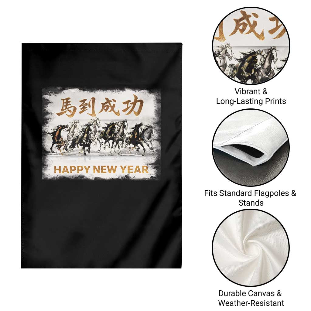 Year of The Horse 2026 Garden Flag Happy New Year Gallop Of The 8 Horses TS11 Print Your Wear